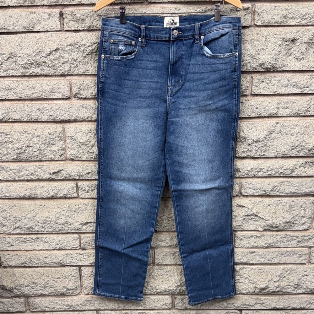 Jordache Medium Wash High-Rise Cropped Straight Jeans